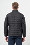 Siyah Kapitone Hakim Yaka Düz Yırtmaçsız Tam Astar Slim Fit Classic Mont 1007245155