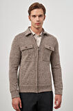 Taba Örme Bebe Yaka Kendinden Desenli Yırtmaçsız Astarsız Slim Fit Classic Mont 1007245156
