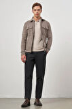 Taba Örme Bebe Yaka Kendinden Desenli Yırtmaçsız Astarsız Slim Fit Classic Mont 1007245156
