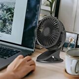 Masaüstü Şarjlı Fan Klipsli 360 Derece Dönebilen Vantilatör Soğutucu Klima Mandallı