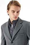 Koyu Antrasit Kaşe Mono Yaka Kapitoneli Astar Slim Fit Dar Kesim Klasik Kaban 1008235167