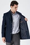 Kaşe Mono Yaka Kapitoneli Astar Slim Fit Dar Kesim Klasik Kaban 1008235167 Koyu Lacivert
