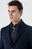 Kaşe Mono Yaka Kapitoneli Astar Slim Fit Dar Kesim Klasik Kaban 1008235167 Koyu Lacivert