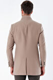 Kaşe Mono Yaka Kapitoneli Astar Slim Fit Dar Kesim Klasik Kaban 1008235171 Taş Rengi