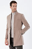 Kaşe Mono Yaka Kapitoneli Astar Slim Fit Dar Kesim Klasik Kaban 1008235171 Taş Rengi