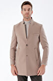 Kaşe Mono Yaka Kapitoneli Astar Slim Fit Dar Kesim Klasik Kaban 1008235171 Taş Rengi