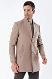 Kaşe Mono Yaka Kapitoneli Astar Slim Fit Dar Kesim Klasik Kaban 1008235171 Taş Rengi