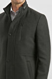 Kaşe Dik Yaka Kapitoneli Astar Slim Fit Dar Kesim Klasik Kaban 1008245150