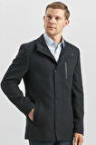Kaşe Dik Yaka Kapitoneli Astar Slim Fit Dar Kesim Klasik Kaban 1008245150
