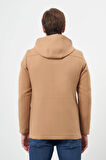 Camel Kaşe Dik Yaka Astarlı Slim Fit Dar Kesim Klasik Kaban 1008245272