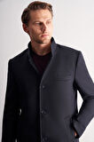 Koyu Lacivert Hakim Yaka Classic Slim Fit Esnek Kaban 1008255162