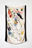 Vasili Kandinski Desenli Saf ipek Şal