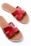 169-6100 Kırmızı Ortopedik Hakiki Deri Kadın Terlik 