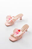 S-622 Pembe Orkide Detaylı İnce Topuklu Kadın Terlik 