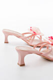 S-622 Pembe Orkide Detaylı İnce Topuklu Kadın Terlik 
