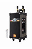 LT-912 Süper Bass Şarjlı Kumandalı Çift Mikrofonlu Hoparlör Karaoke Sistemi 100 Watt Taşınabilir Parti Box