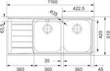 Franke Neptun - Net 621 Microdekor Sol Damlalık Eviye 101.0656.174