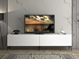 Wood'n Love Vega Premium 200 Cm Geniş Dolaplı Metal Ayaklı Tv Ünitesi - Beyaz / Siyah