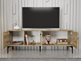 Wood'n Love Hira 160 Cm Metal Ayaklı Tv Ünitesi - Atlantik Çam / Siyah