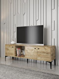 Wood'n Love Hira 160 Cm Metal Ayaklı Tv Ünitesi - Atlantik Çam / Siyah