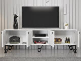 Wood'n Love Sofia 180 Cm Metal Ayaklı Tv Ünitesi - Beyaz / Siyah
