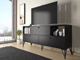 Wood'n Love Mia 160 Cm Metal Ayaklı Tv Ünitesi - Konsol - Siyah / Siyah