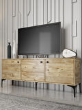 Wood'n Love Bello 160 Cm Metal Ayaklı Tv Ünitesi - Konsol - Atlantik Çam / Siyah