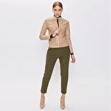 Origa Kadın Yaprak Panelli Deri Ceket