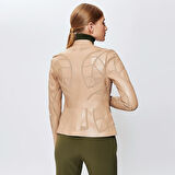 Origa Kadın Yaprak Panelli Deri Ceket