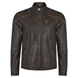 Desa Zenon Konyak Erkek Vintage Deri Ceket