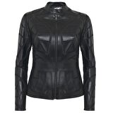 Origa Kadın Yaprak Panelli Deri Ceket