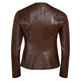 Deundria Kadın Fit Panelli Deri Ceket