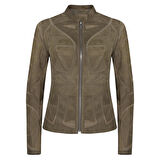 Origa Kadın Yaprak Panelli Deri Ceket