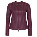 Deundria Kadın Fit Panelli Deri Ceket