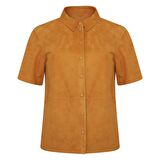 Jemma Turuncu Kadın Kısa Kollu Süet Gömlek