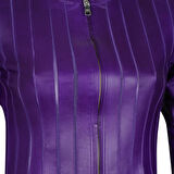 Deundria Mor Kadın Fit Panelli Deri Ceket