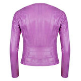 Deundria Mor Kadın Fit Panelli Deri Ceket