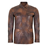 Adymn Kahve Erkek Vintage Deri Mont