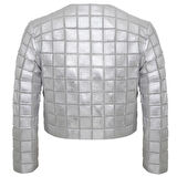 Terra Gümüş Kadın Panelli Deri Ceket