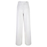 Zelinda Beyaz Kadın Deri Pantolon