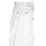 Zelinda Beyaz Kadın Deri Pantolon