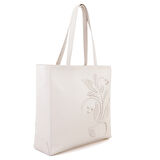 Kadın Bej İşleme Detaylı Deri Omuz Çantası