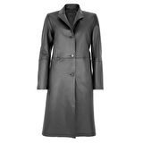 Canika Siyah Kadın Deri Blazer Trençkot