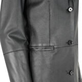 Canika Siyah Kadın Deri Blazer Trençkot