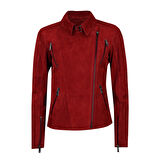 Kadın Kırmızı Süet Deri Ceket