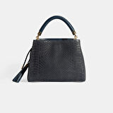 Kadın Lacivert Püskül Aksesuarlı Deri El Çantası