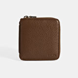 Kadın Kahve Fermuarlı Deri Cüzdan