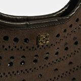 Kadın Kahve Perforeli Süet Omuz Çantası