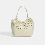Kadın Beyaz Perforeli Deri Omuz Çantası