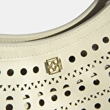 Kadın Beyaz Perforeli Deri Omuz Çantası